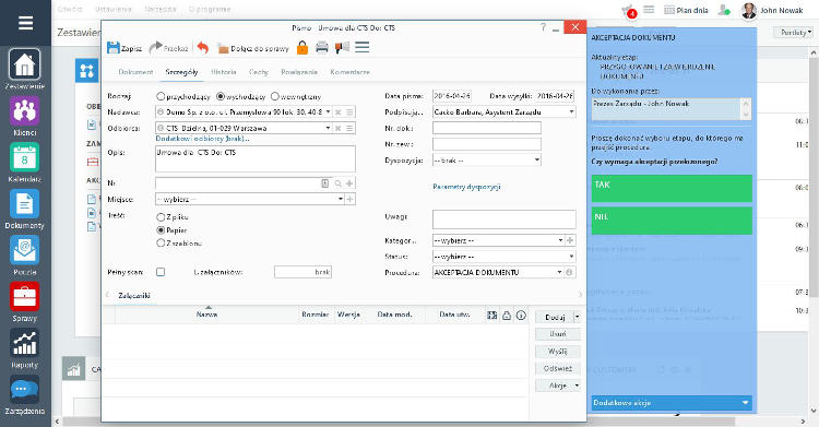 Obieg dokumentów i zadań w systemie